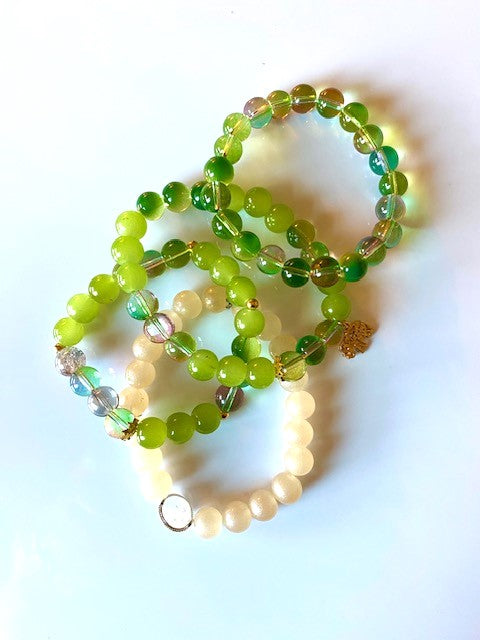 Jade Green Glass bead Bracelet set