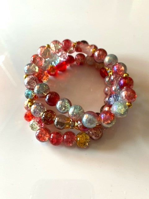 Red multi colored bracelet set