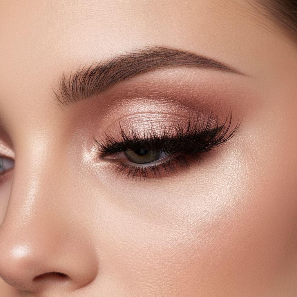 Model looking down showing lash drama