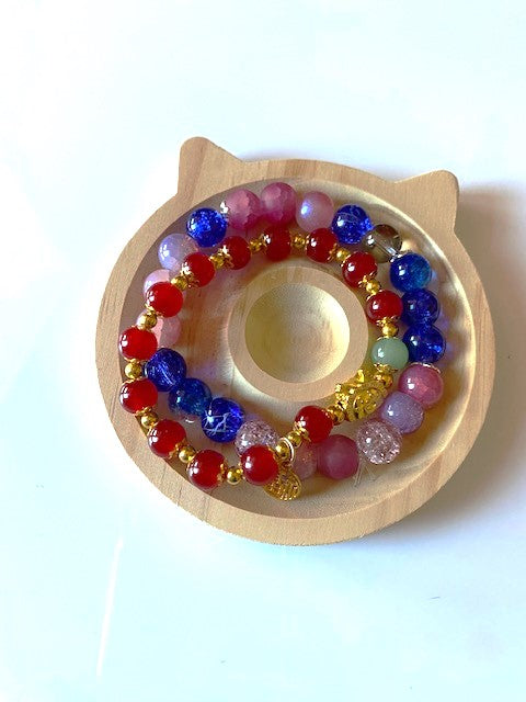 Symphony Bead Bracelet-Blue and Pink