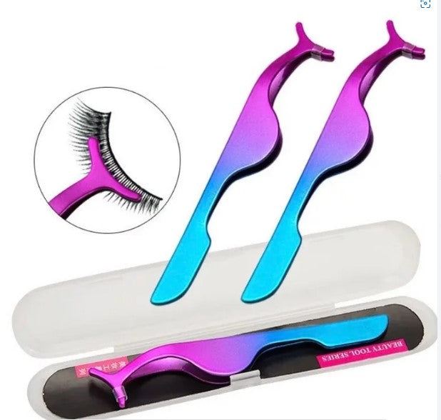 EYELASH APPLICATOR -PINK AND BLUE Curl tweezer